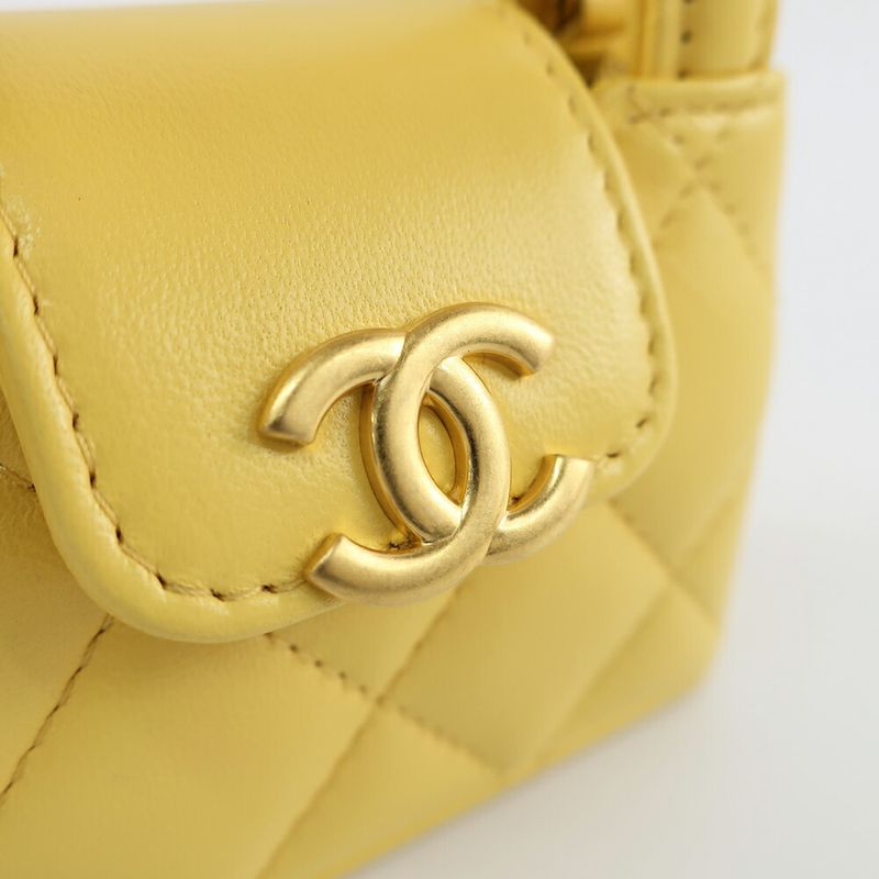 Chanel Bag Charm Yellow Gold Hardware Lambskin Leather — view 7