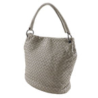 Bottega Veneta Bucket Shape Intrecciato Lambskin Gray Shoulder Bag