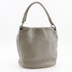 Bottega Veneta Bucket Shape Intrecciato Lambskin Gray Shoulder Bag