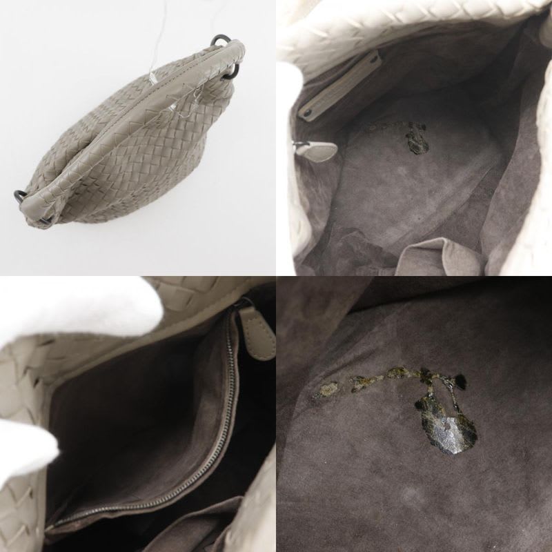 Bottega Veneta Bucket Shape Intrecciato Lambskin Gray Shoulder Bag