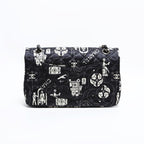 Chanel Shoulder Bag Icon Motif Satin Quilted Double Flap — view 5