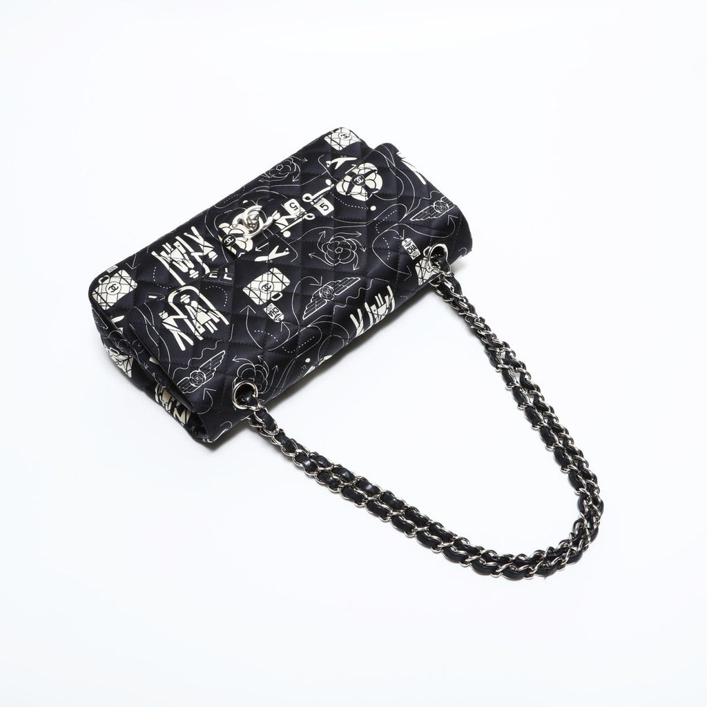 Chanel Shoulder Bag Icon Motif Satin Quilted Double Flap — view 3