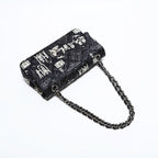Chanel Shoulder Bag Icon Motif Satin Quilted Double Flap — view 3
