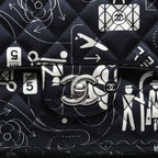 Chanel Shoulder Bag Icon Motif Satin Quilted Double Flap — view 2