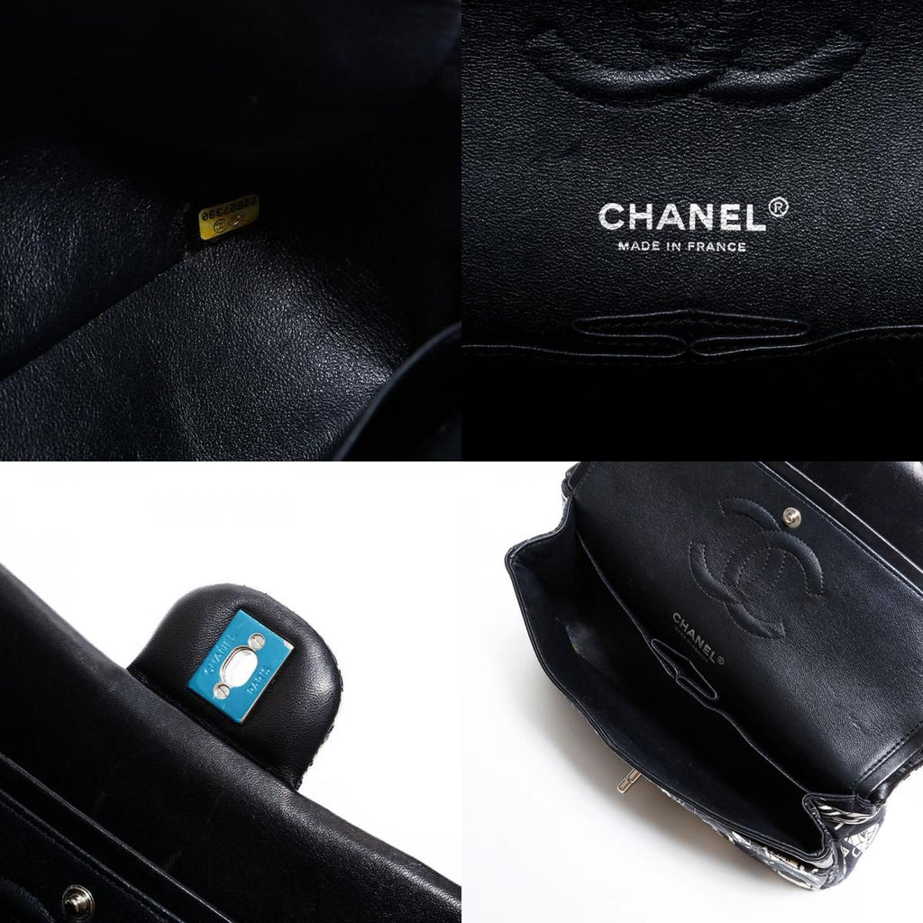Chanel Shoulder Bag Icon Motif Satin Quilted Double Flap — view 9