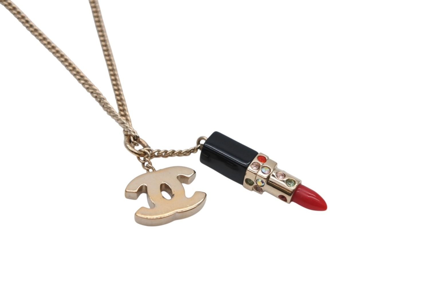 Chanel Lip Necklace 04 Metal Rhinestone Black Red Gold — view 3