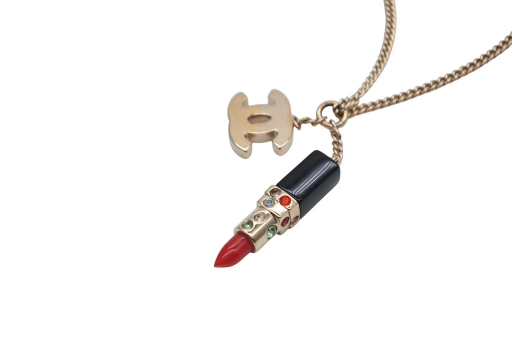 Chanel Lip Necklace 04 Metal Rhinestone Black Red Gold — view 5