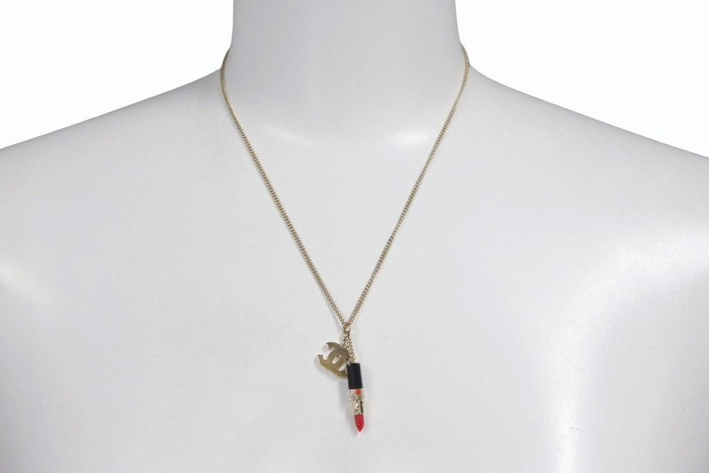 Chanel Lip Necklace 04 Metal Rhinestone Black Red Gold — view 8