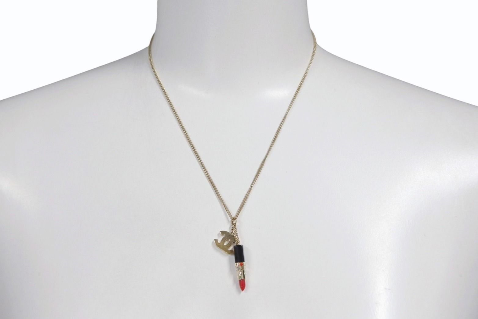 Chanel Lip Necklace 04 Metal Rhinestone Black Red Gold — view 8