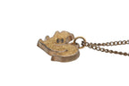 Chanel CC Logo Squirrel Animal Necklace Glitter Gold Plated Yellow — view 4