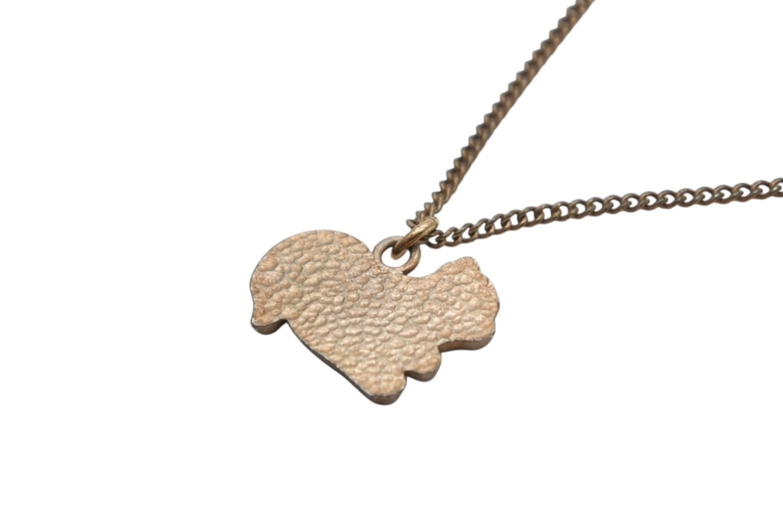 Chanel CC Logo Squirrel Animal Necklace Glitter Gold Plated Yellow — view 6