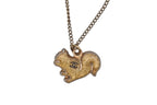 Chanel CC Logo Squirrel Animal Necklace Glitter Gold Plated Yellow — view 2