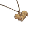Chanel CC Logo Squirrel Animal Necklace Glitter Gold Plated Yellow — view 3