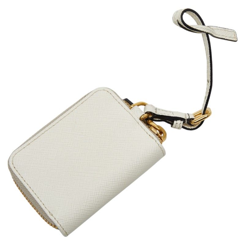 Prada Triangle Logo Plate Bag Charm Coin Case Accessory 1 Tl085 White — view 2