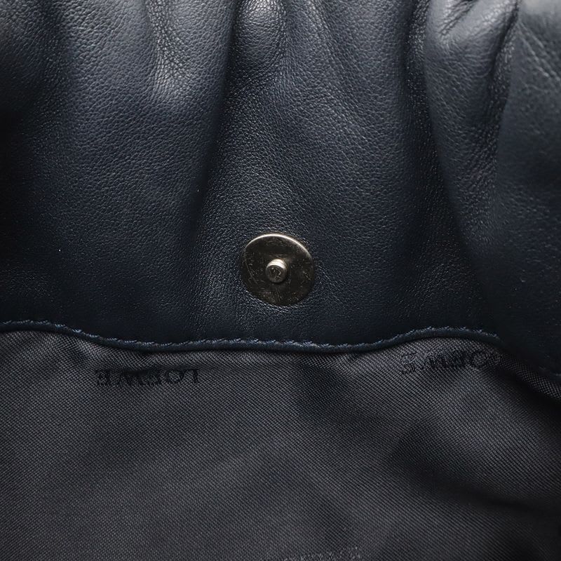 Loewe Anagram Pochette Shoulder Bag Draw String One Leather Dark Navy — view 8
