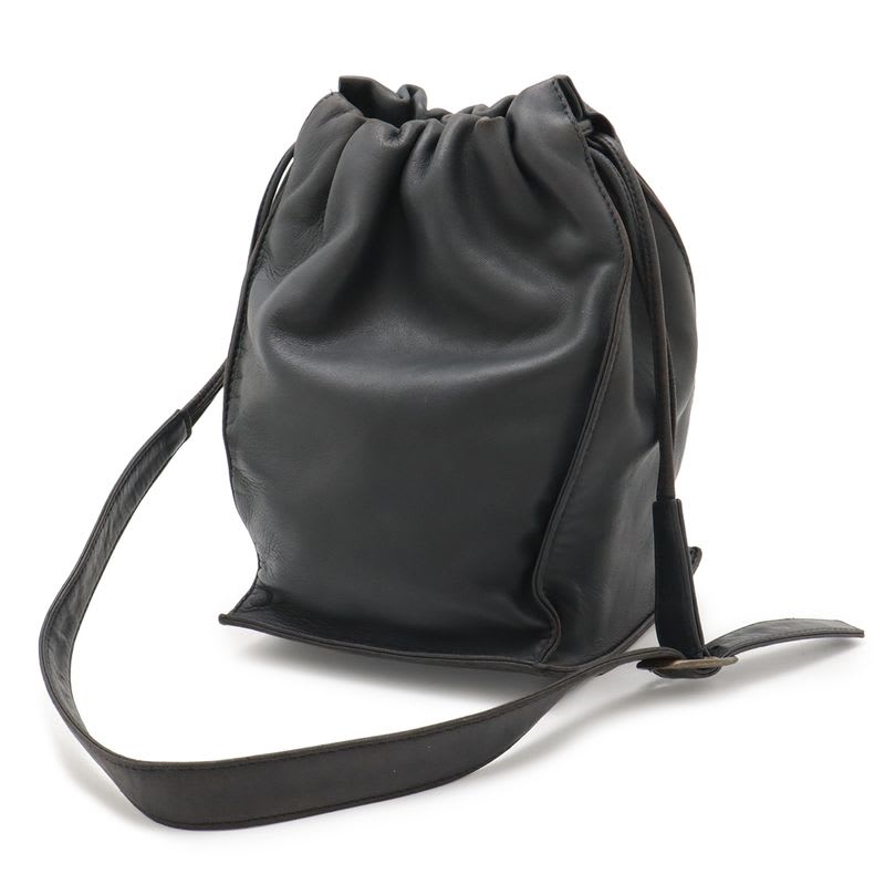 Loewe Anagram Pochette Shoulder Bag Draw String One Leather Dark Navy — view 3