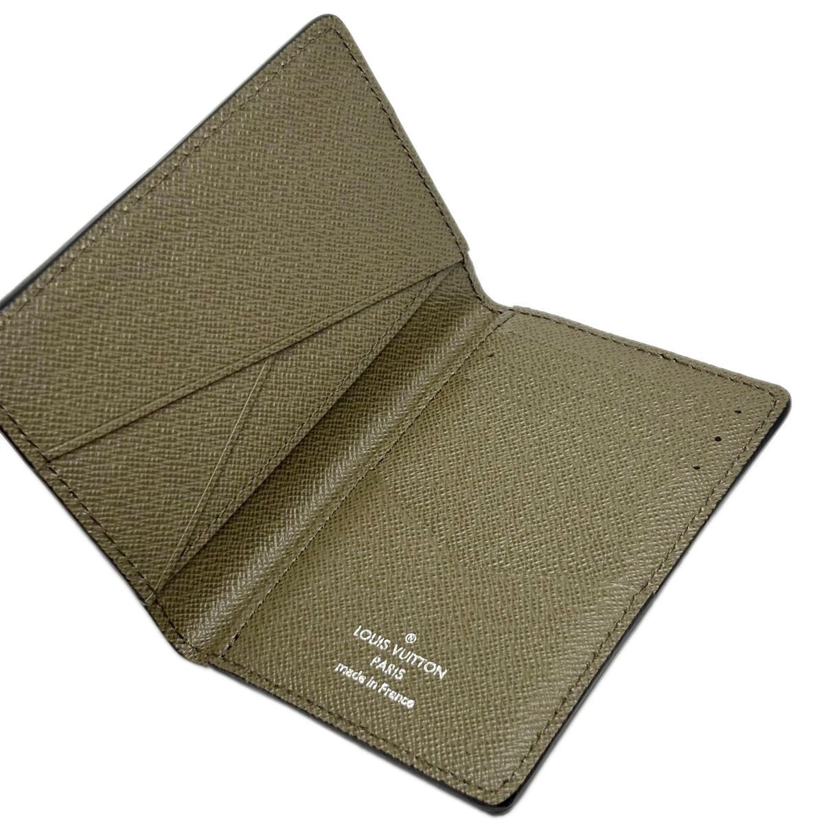 Louis Vuitton Leather Card Case Khaki Taiga Organizer de Poche — view 7