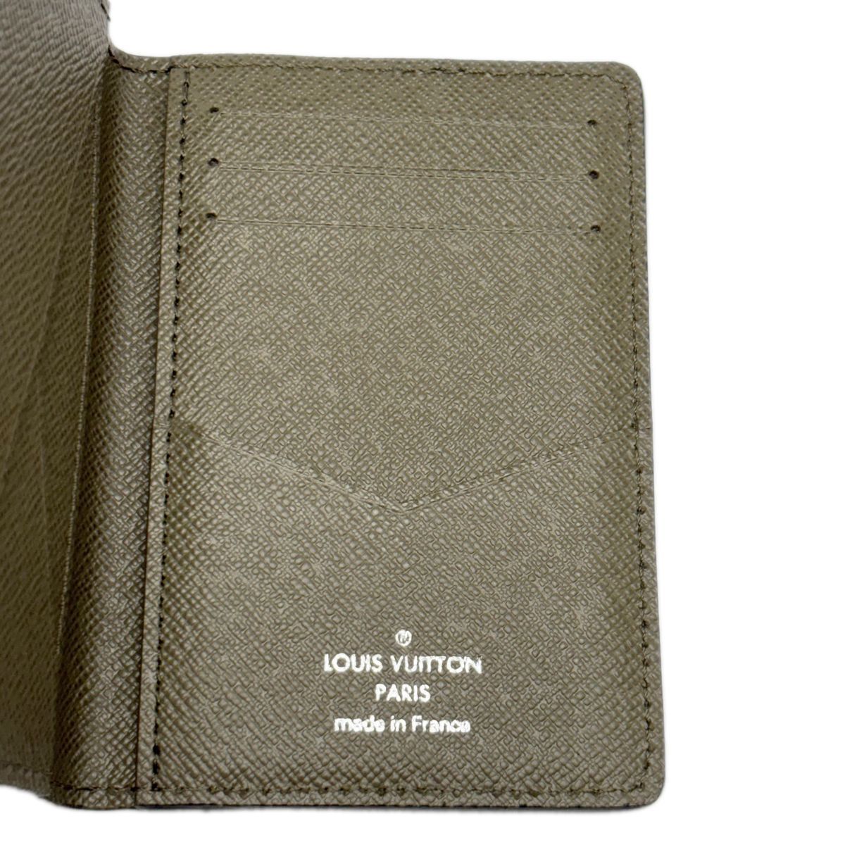Louis Vuitton Leather Card Case Khaki Taiga Organizer de Poche — view 9