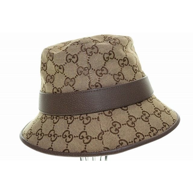 Gucci GG Canvas Fedora Hat L 4hg62 2564 Bucket Brown Aa — view 4