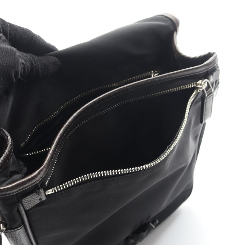Prada Shoulder Bag Va0770 Black Nylon Saffiano Leather — view 8