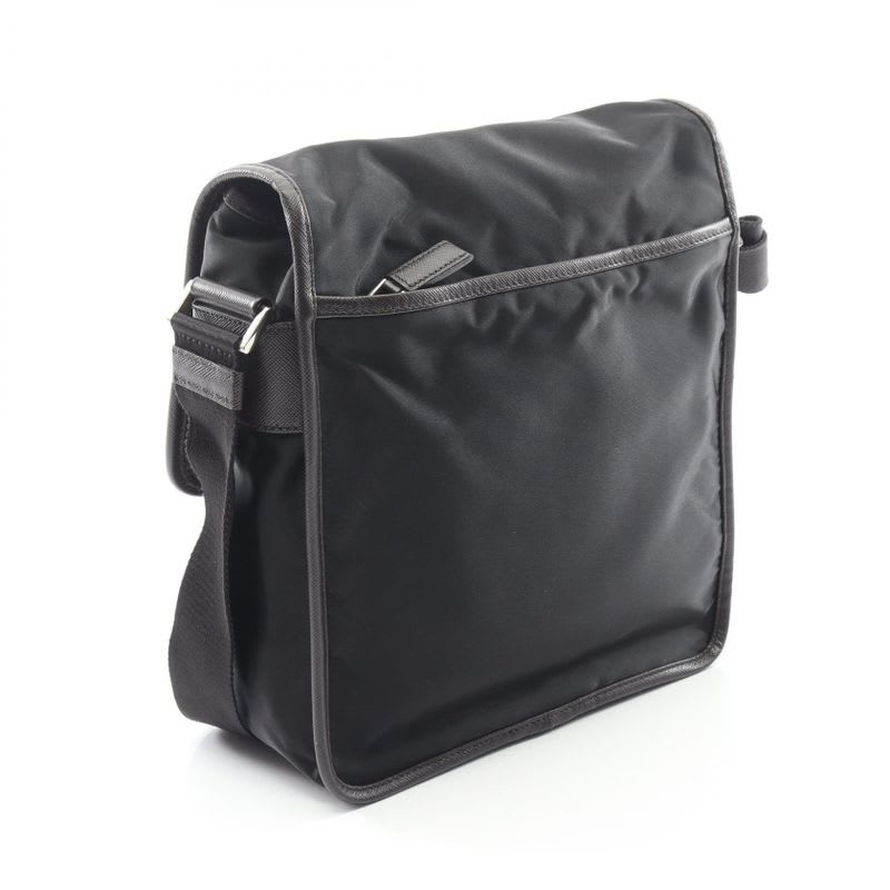 Prada Shoulder Bag Va0770 Black Nylon Saffiano Leather — view 3