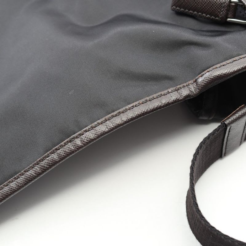 Prada Shoulder Bag Va0770 Black Nylon Saffiano Leather — view 7
