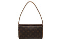 Louis Vuitton Recital Handbag Monogram Canvas Vachetta Leather Brown Gold