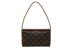 Louis Vuitton Recital Handbag Monogram Canvas Vachetta Leather Brown Gold