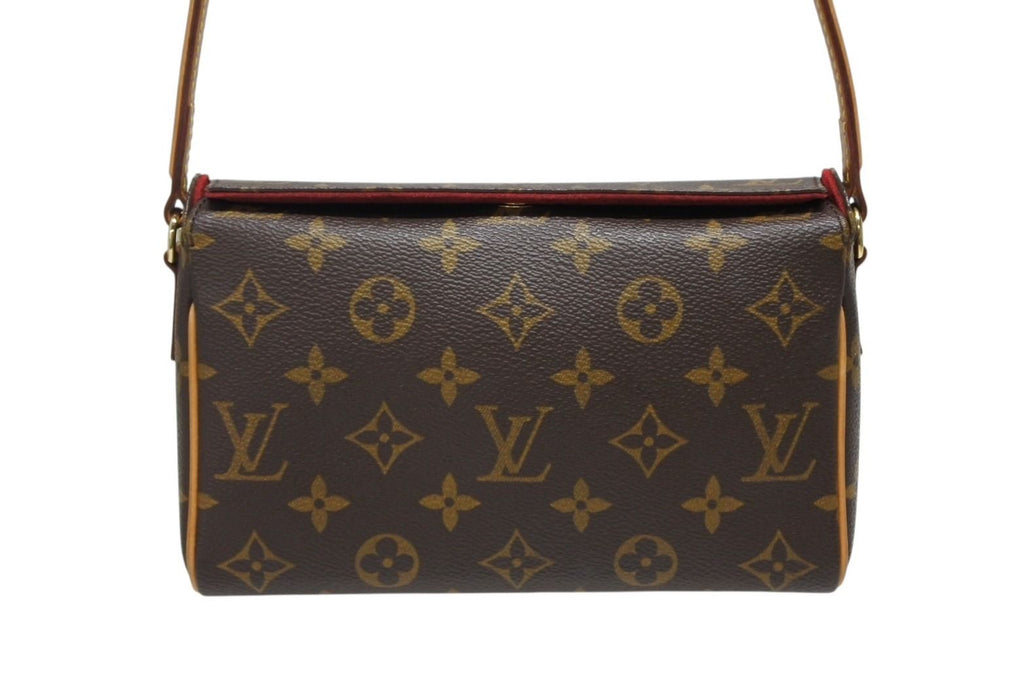 Louis Vuitton Recital Handbag Monogram Canvas Vachetta Leather Brown Gold — view 2
