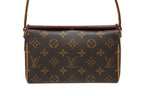Louis Vuitton Recital Handbag Monogram Canvas Vachetta Leather Brown Gold — view 2