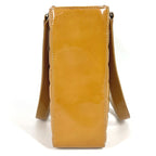 Chanel Shoulder Bag CC Logo Chocolate Bar Patent Leather Beige