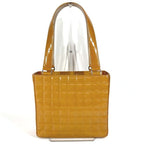 Chanel Shoulder Bag CC Logo Chocolate Bar Patent Leather Beige