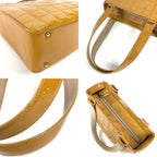 Chanel Shoulder Bag CC Logo Chocolate Bar Patent Leather Beige