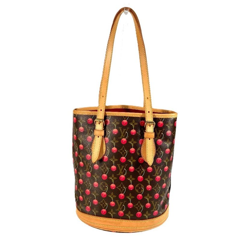 Louis Vuitton Shoulder Bag Bucket PM Monogram Cherry Canvas Red