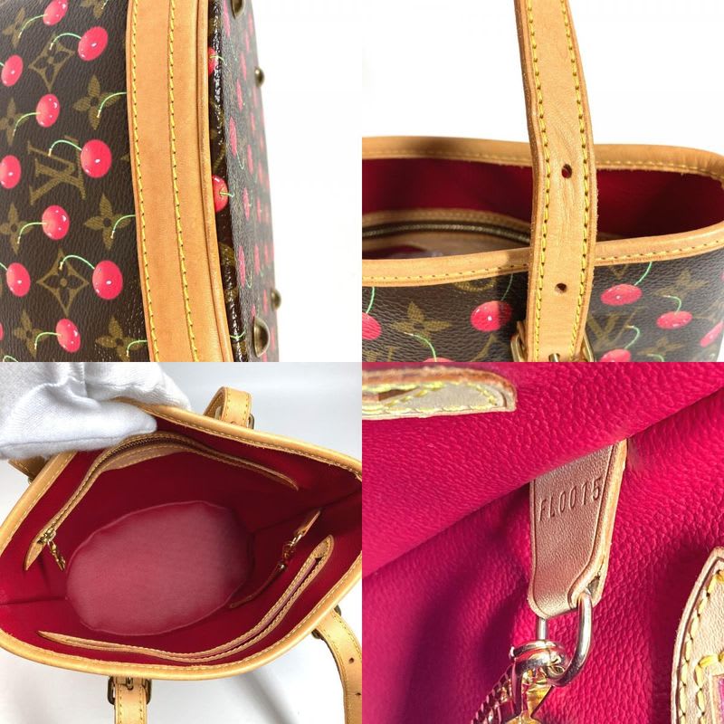 Louis Vuitton Shoulder Bag Bucket PM Monogram Cherry Canvas Red