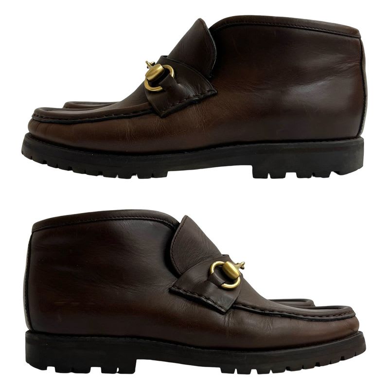 Gucci Horsebit Hardware Leather Short Boots Shoes 35 Size Brown — view 3