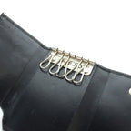 Prada Key Case Ring Leather Logo 5 Rows Black Gy13 mq OH — view 6