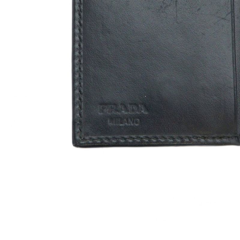 Prada Key Case Ring Leather Logo 5 Rows Black Gy13 mq OH — view 7