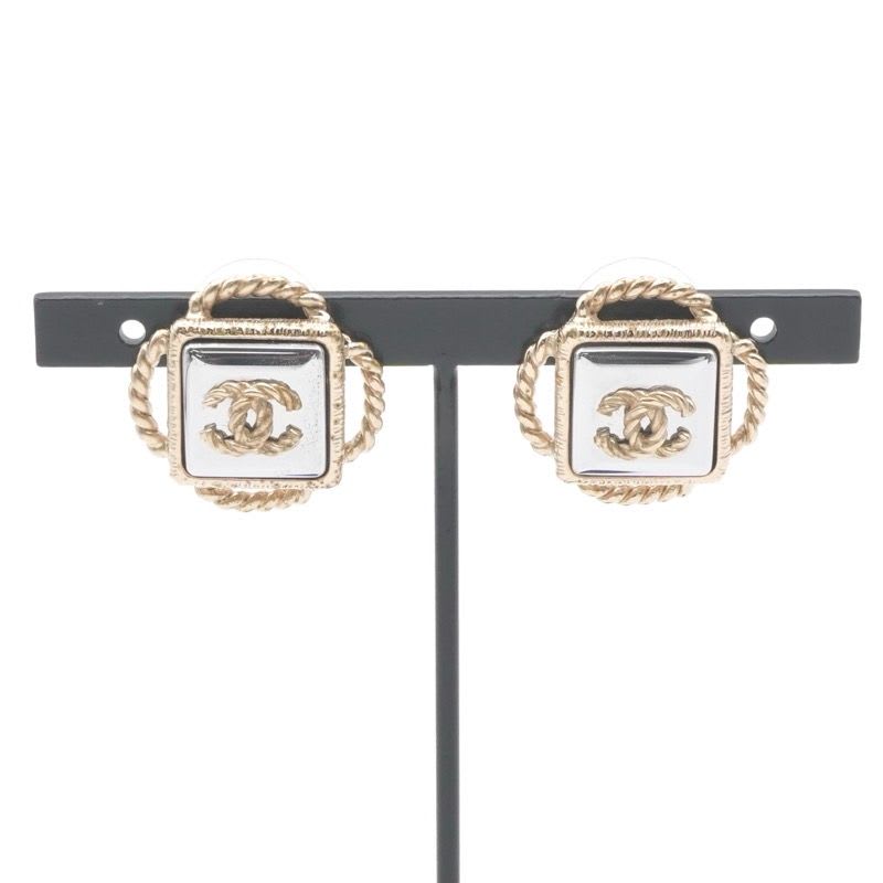 Chanel Earrings Gold Silver Coco Mark — view 7