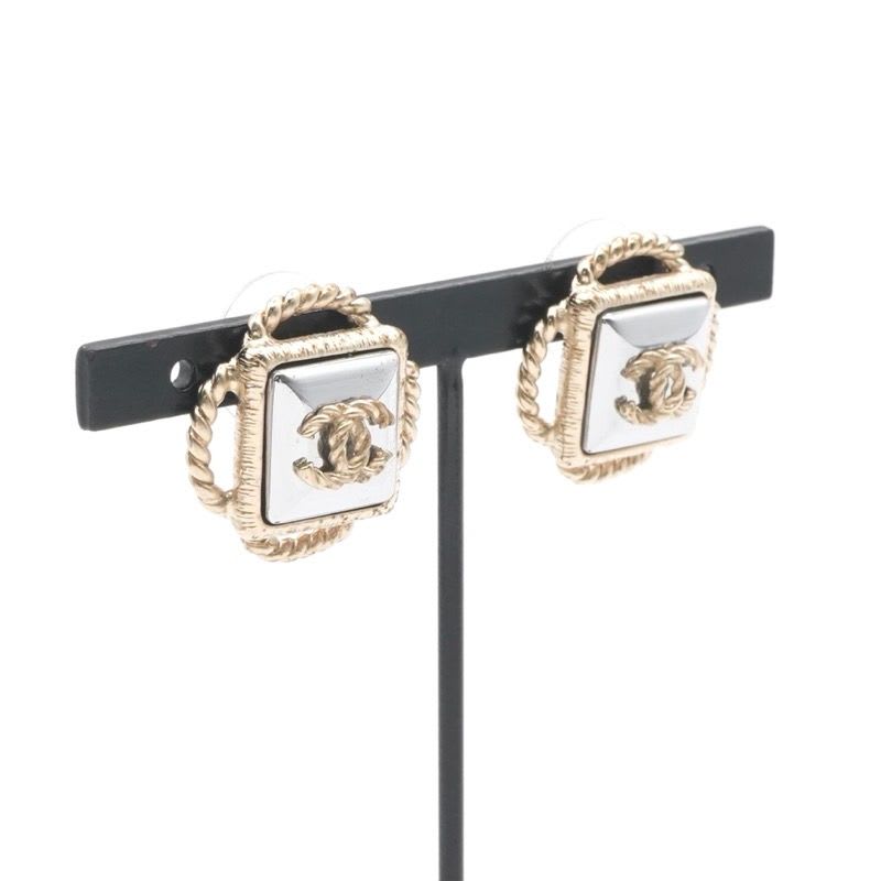 Chanel Earrings Gold Silver Coco Mark — view 8