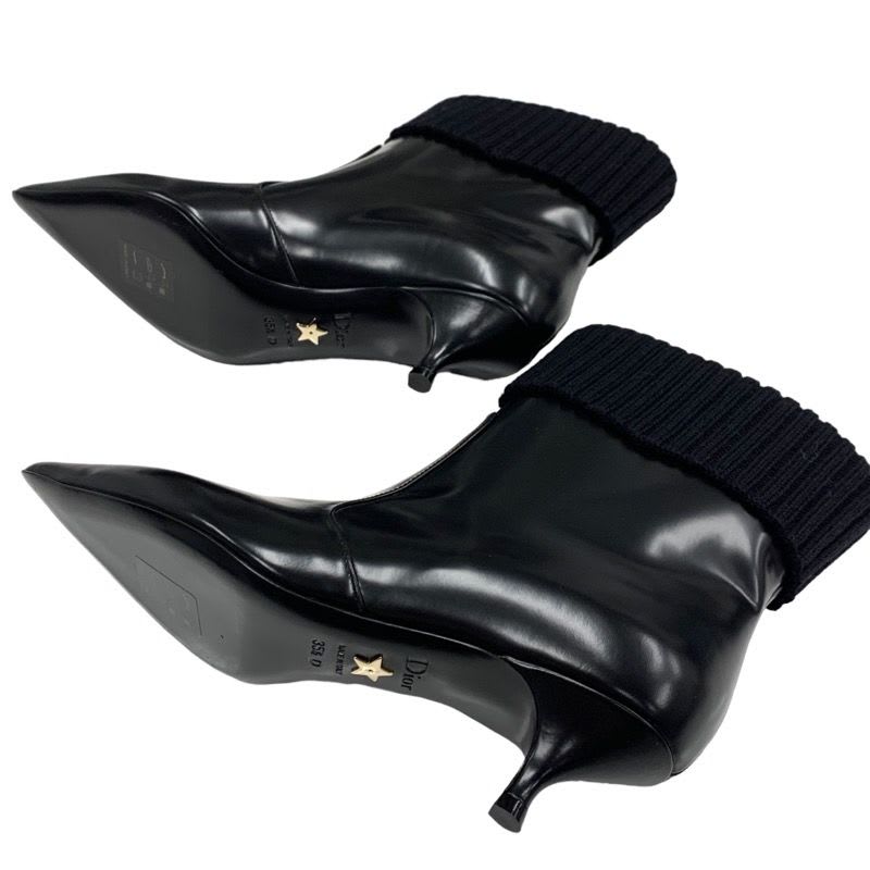 Christian Dior Boots Short Shoes Leather Knit Black — view 6