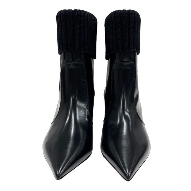 Christian Dior Boots Short Shoes Leather Knit Black — view 2