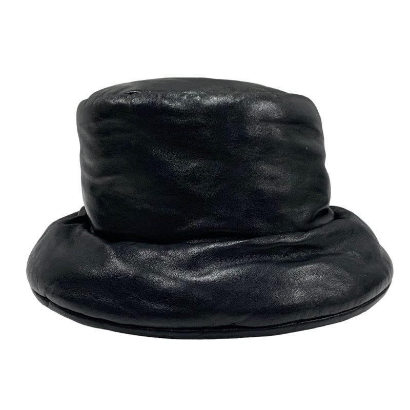 Prada Hat Soft Padded Nappa Leather Triangle Bucket Black — view 2