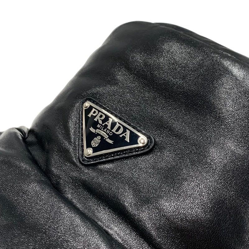 Prada Hat Soft Padded Nappa Leather Triangle Bucket Black — view 6