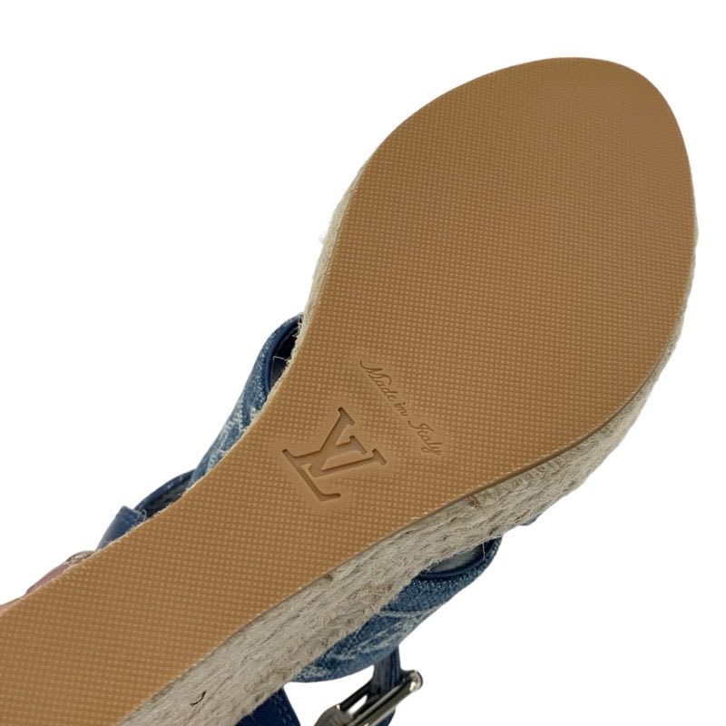 Louis Vuitton Starboard Line Sandals Shoes Leather Denim Blue Espadrilles — view 8