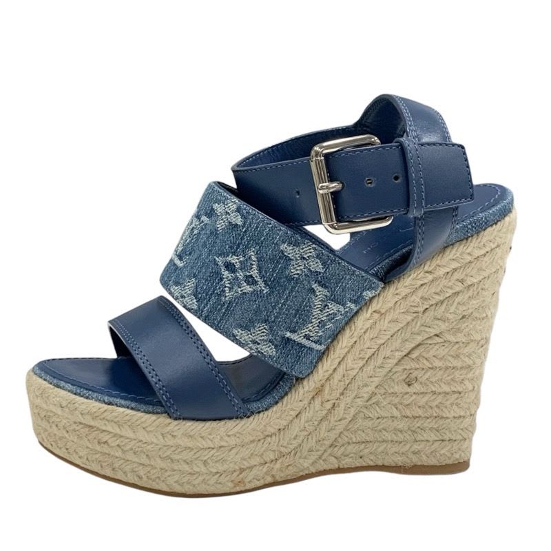 Louis Vuitton Starboard Line Sandals Shoes Leather Denim Blue Espadrilles — view 3