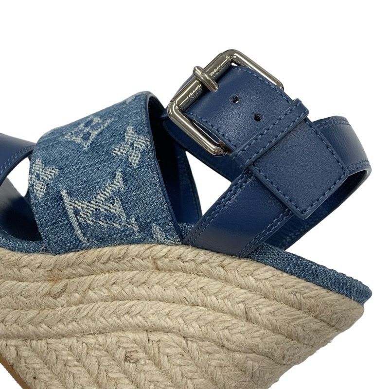 Louis Vuitton Starboard Line Sandals Shoes Leather Denim Blue Espadrilles — view 9