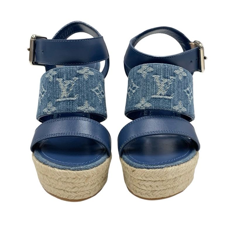 Louis Vuitton Starboard Line Sandals Shoes Leather Denim Blue Espadrilles — view 2