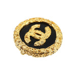 Chanel Coco Mark Brooch Round Shape Gold Black 93 A Accessory Vintage — view 4