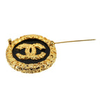 Chanel Coco Mark Brooch Round Shape Gold Black 93 A Accessory Vintage — view 6